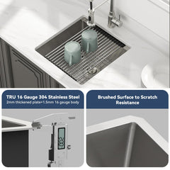 Lordear 18x19 Inch Stainless Steel Undermount Workstation Bar & Prep Sink