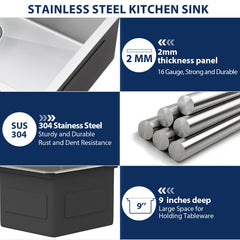Lordear 12x15 Inch Undermount Bar Sink