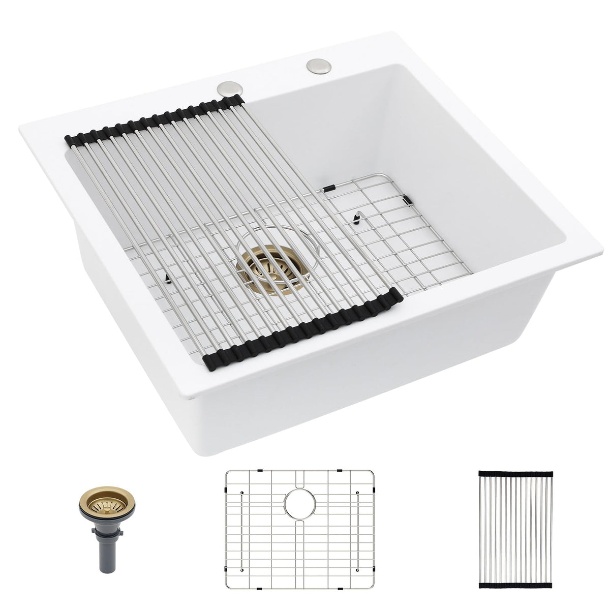Lordear 25x22x9 Inch Drop-In Kitchen Sink Single Bowl