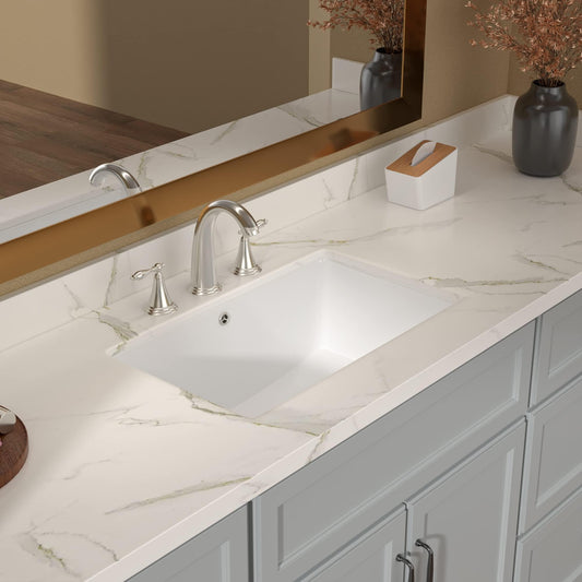 Lordear 20x14-Inch White Ceramic Undermount Bathroom Sink