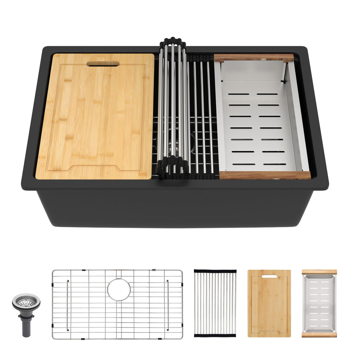 Lordear 28x19x9 Inch Undermount Kitchen Sink Single Bowl with Accessories
