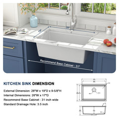 Lordear 28-Inch Undermount Kitchen Sink Single Bowl