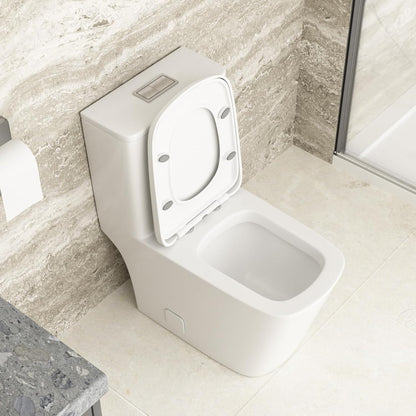 Lordear One Piece Elongated Toilet with Comfortable Seat Height Dual Flush Power Flush 1.1/1.6 GPF 12" Rough-In Glossy White  from Lordear