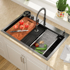 Lordear 30 Inch Black Drop-In Kitchen Sink