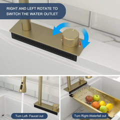 Lordear 33'' x 22'' Quartz Drop-in Waterfall Single Bowl Workstation Kitchen Sink