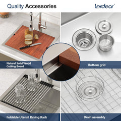 Lordear 18x18 Inch Drop-In Workstation Bar Sink