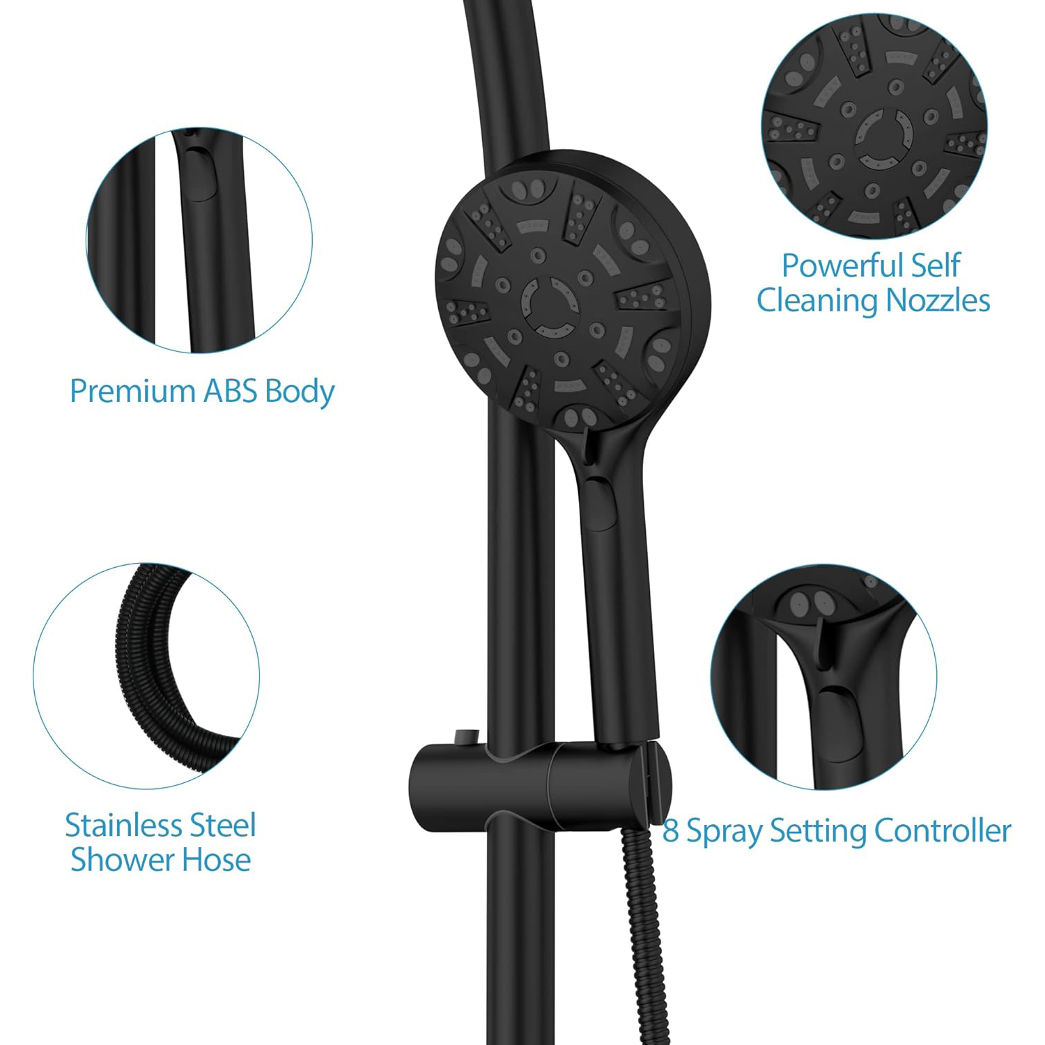 Lordear Stainless Steel Spa Rain Shower Head Combo