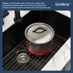 Lordear 33x19x9 Inch Undermount Bar Sink Single Bowl
