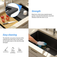 Lordear 30'' Granite Composite Black Single Bowl Undermount Workstation Kitchen Sink  from Lordear