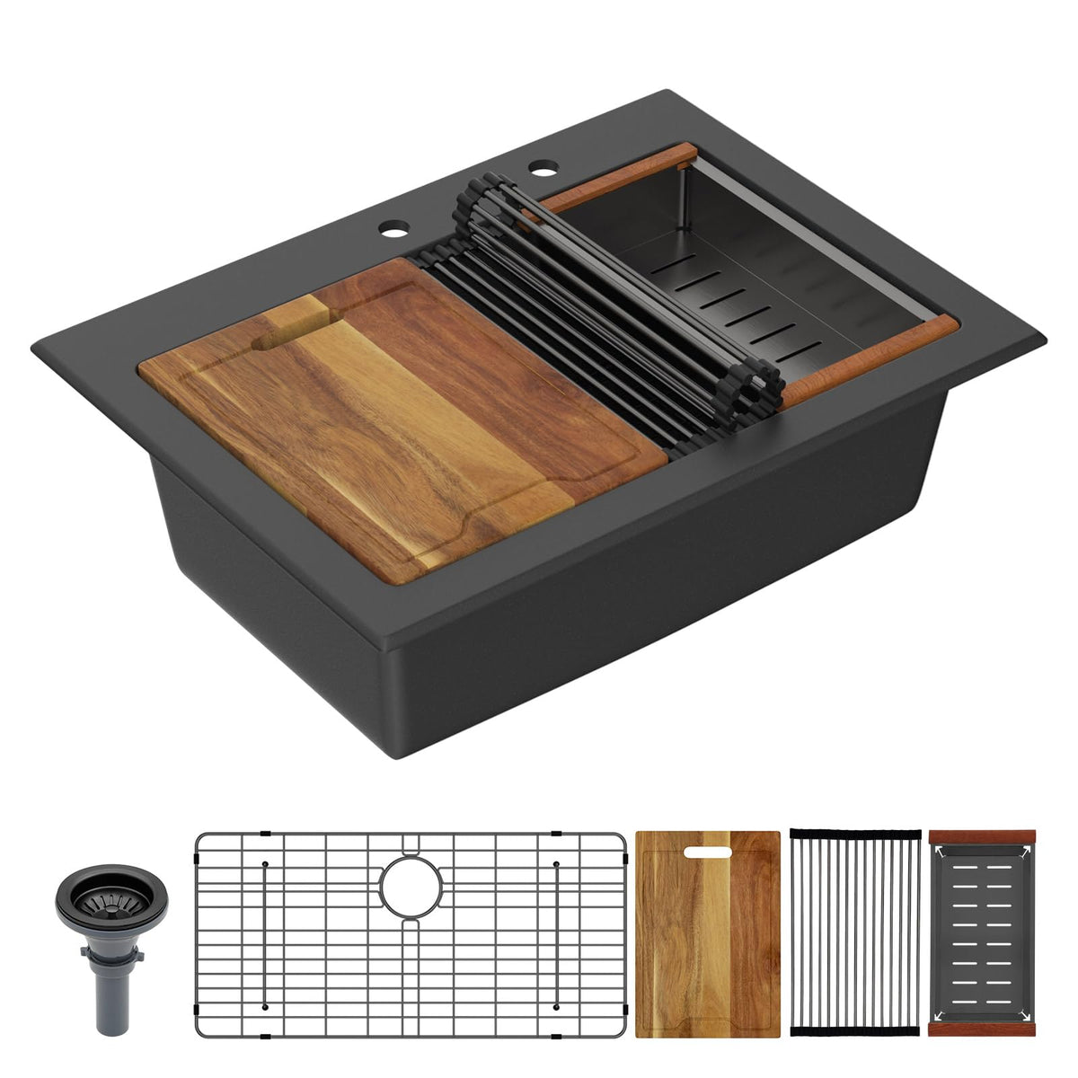 Lordear 30x22x9 Inch Drop In Kitchen Sink Single Bowl