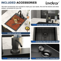 Lordear 20x15 Inch Drop-In Workstation Bar Sink