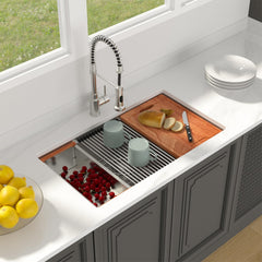 Lordear 33'' Honeycomb Stainless Steel Undermount Workstation Kitchen Sink