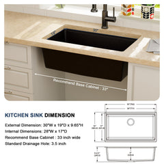 Lordear 30-Inch Undermount Kitchen Sink Single Bowl
