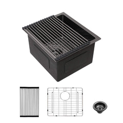 Lordear 15'' x 17'' Undermount Single Bowl Stainless Steel Bar Sink