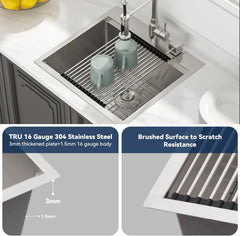 Lordear 21x20 Inch Drop-In Workstation Bar Sink