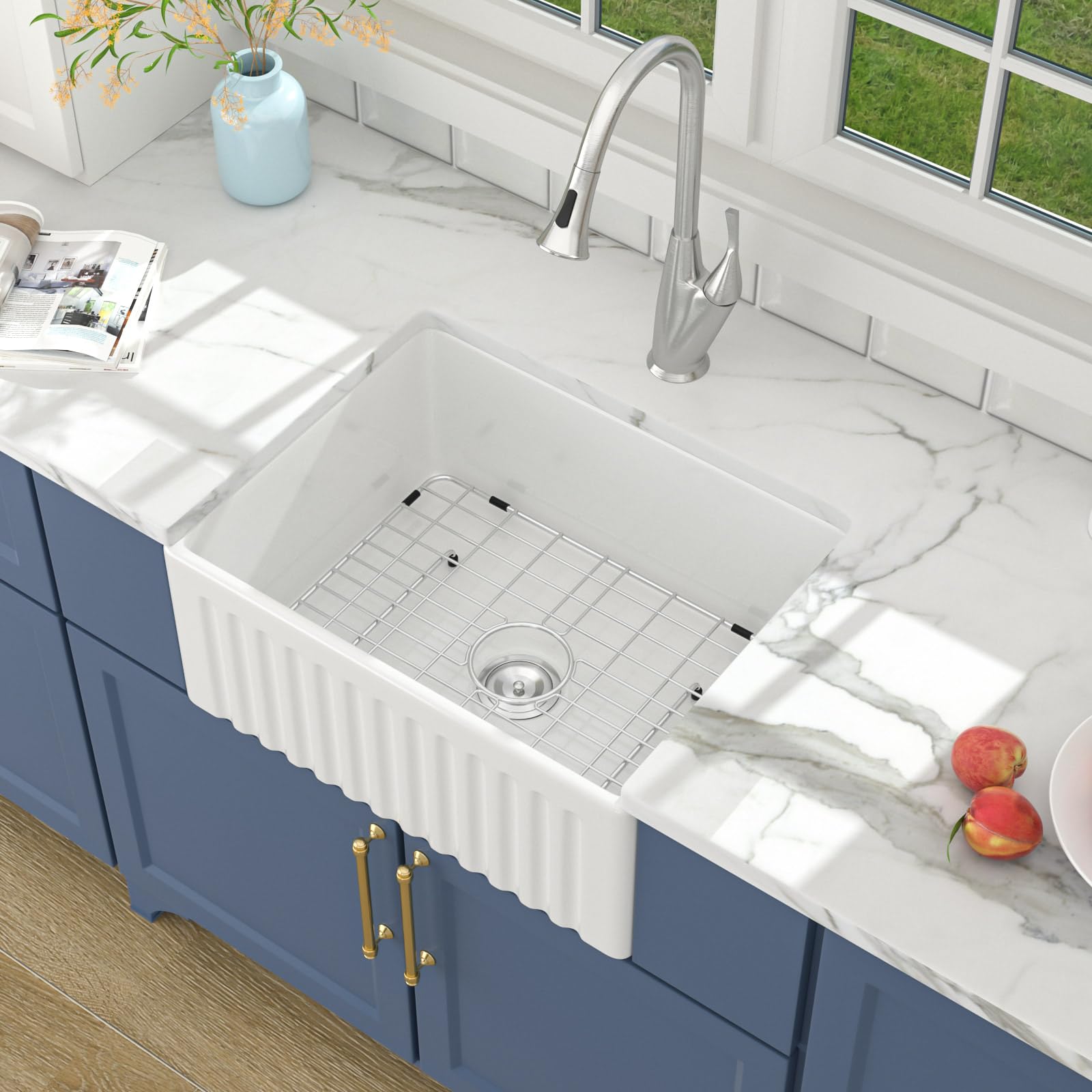 28x18x10 white farmhouse kitchen sink