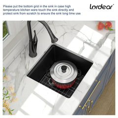 Lordear 18x18x9 Inch  Undermount Bar Kitchen Sink Single Bowl