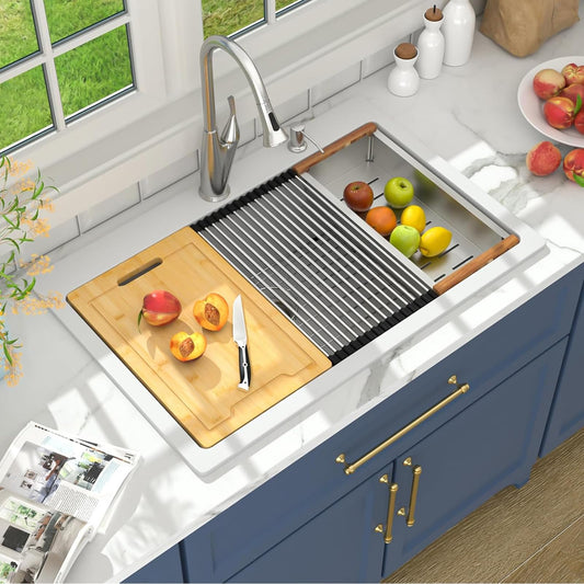 Lordear 33-Inch Drop-In Kitchen Sink Single Bowl