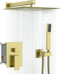 Lordear Stainless Steel Wall Mounted Square Rainfall Shower Head with Handheld Shower  from Lordear