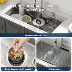 Lordear 36 Inch Drop-In Workstation Kitchen Sink