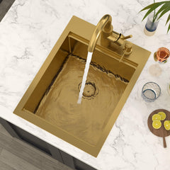 Lordear 15x20 Inch Gold Drop-In Workstation Bar Sink