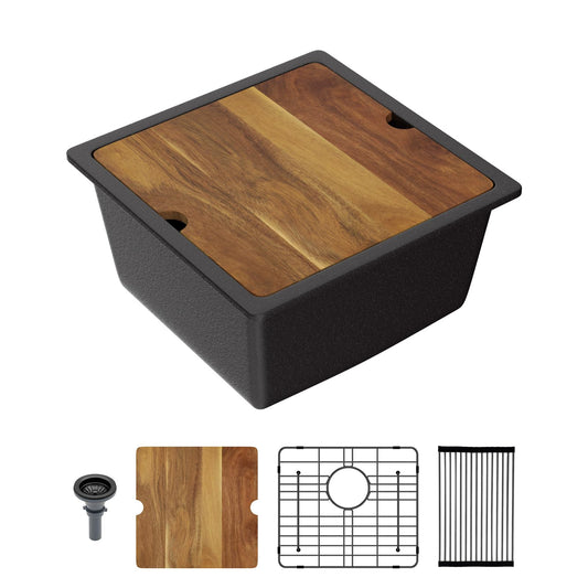 Lordear 18x18 Inch Undermount Bar Sink Single Bowl
