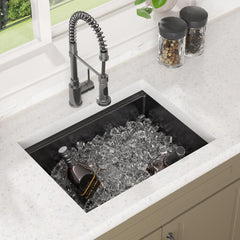 Lordear 25'' Gunmetal Black Stainless Steel Undermount Workstation Kitchen Sink