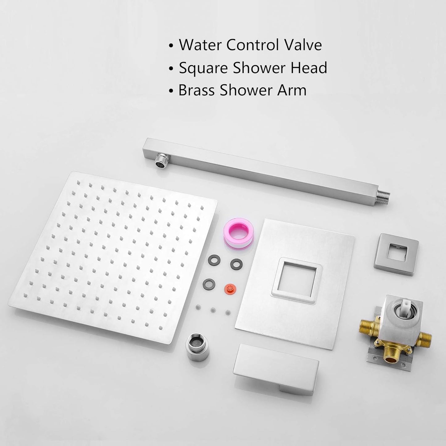 Lordear 16 Inch Rainfall Shower Head Solid Square Shower Head Ultra Thin 304 Stainless Steel Brushed Nickel Adjustable Rain Shower Head,Waterfall Full Body Coverage with Silicone Nozzle  from Lordear