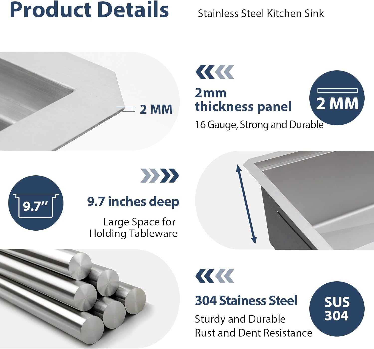 Lordear 30'' x 19'' Stainless Steel Undermount Workstation Kitchen Sink
