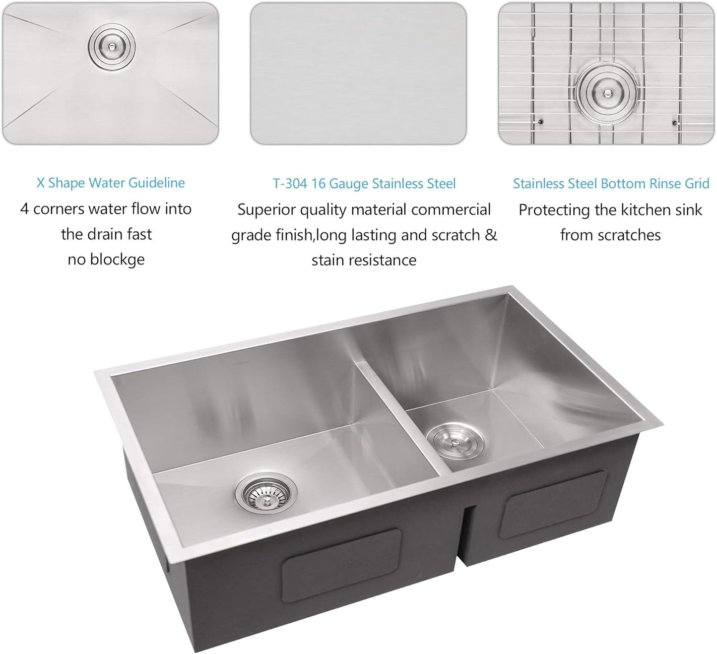 28 Undermount Sink Double Bowl - Lordear 28 Inch Kitchen Sink Undermount Low Divide Double Bowl 60/40 16 Gauge Stainless Steel Kitchen Sink  from Lordear