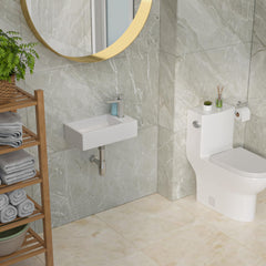 Lordear 18''x 10'' White Ceramic Rectangle Wall Mounted Bathroom Sink