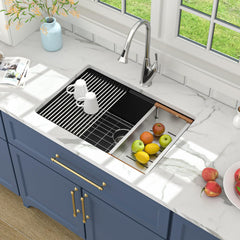 Lordear 28x19x9 Inch Undermount Kitchen Sink Single Bowl with Accessories