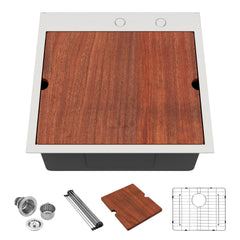 Lordear 21 x 20 x 10 Inch Drop-In Workstation Bar Sink