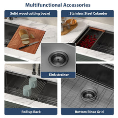 Lordear 36'' Black Stainless Steel Undermount Workstation Kitchen Sink