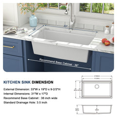 Lordear 33-Inch Undermount Kitchen Sink Single Bowl