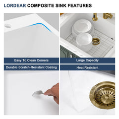 Lordear 25x22x9 Inch Drop-In Kitchen Sink Single Bowl