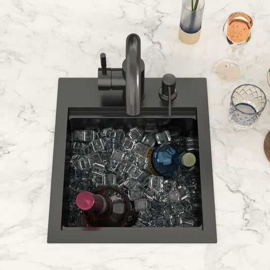Lordear 13x15 Inch Matte Black Drop-In Workstation Bar Sink