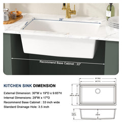 Lordear 30-Inch Undermount Kitchen Sink Single Bowl