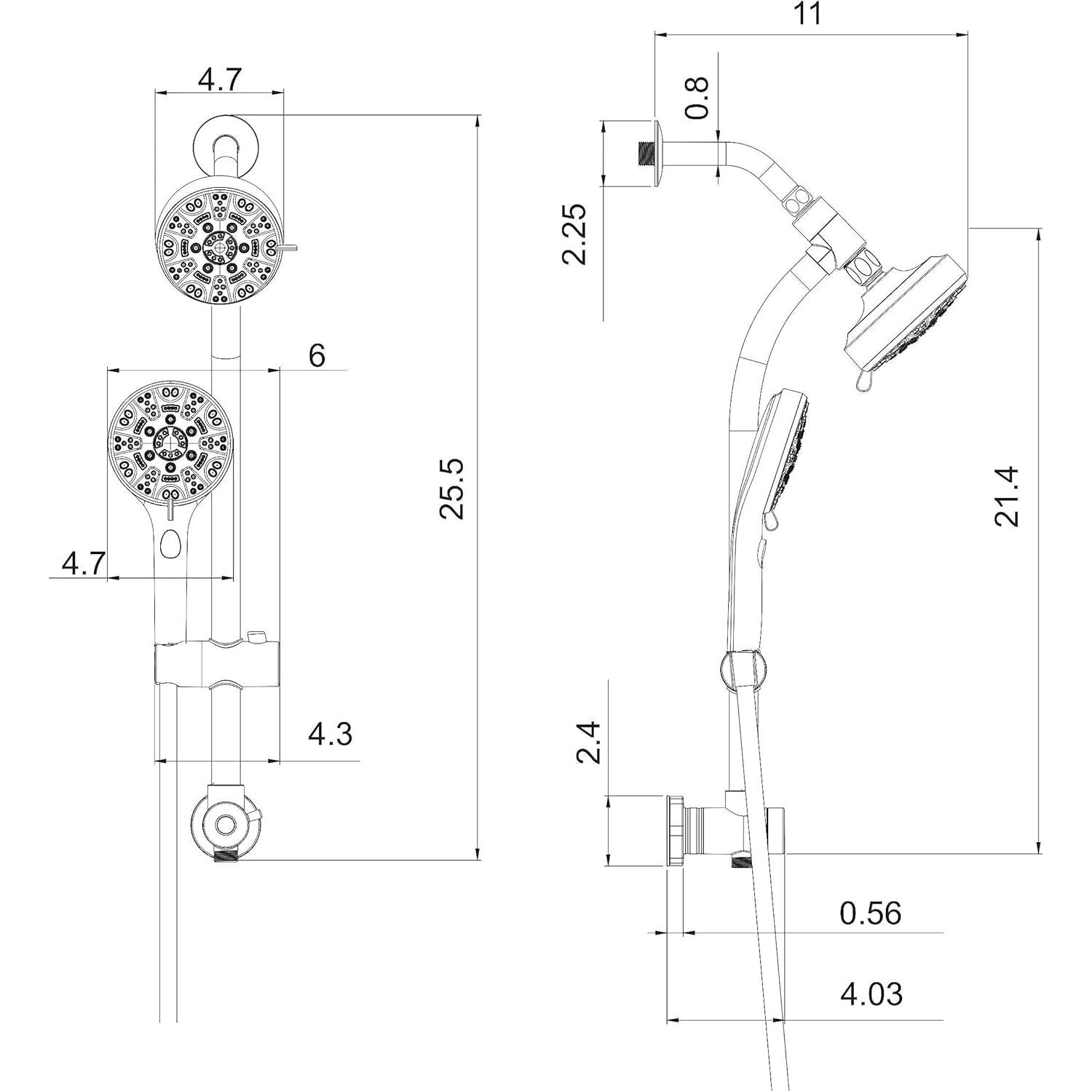 Lordear Stainless Steel Spa Rain Shower Head Combo