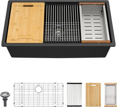 Lordear 30x19x9 Inch Undermount Kitchen Sink Single Bowl