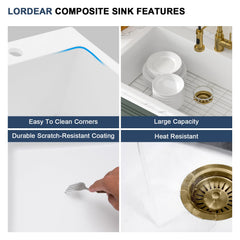 Lordear 33-Inch Drop-In Kitchen Sink Single Bowl