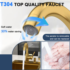Lordear 15x20 Inch Gold Drop-In Workstation Bar Sink