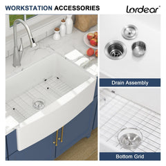 Lordear 33X21x10 Inch Farmhouse Kitchen Sink Single Bowl