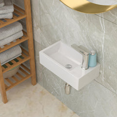 Lordear 18''x 10'' White Ceramic Rectangle Wall Mounted Bathroom Sink