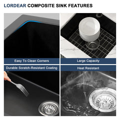 Lordear 18x16x9 Inch Undermount Bar Sink Single Bowl