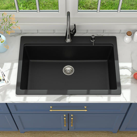 Lordear 33x22x9 Inch Drop-In Kitchen Sink Single Bowl