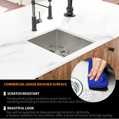 Lordear Undermount Single Bowl Stainless Steel Bar Sink