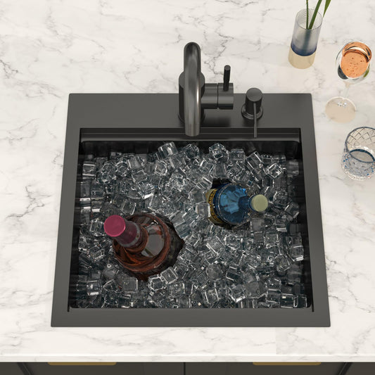 Lordear 18x18 Inch Steel Drop-In Workstation Bar Sink