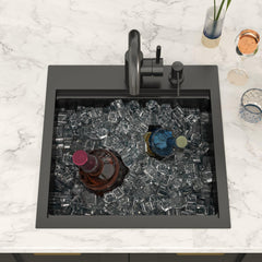 Lordear 18x18 Inch Steel Drop-In Workstation Bar Sink