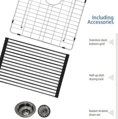 Lordear Stainless Steel Gunmetal Black Drop-in Single Bowl Kitchen Sink